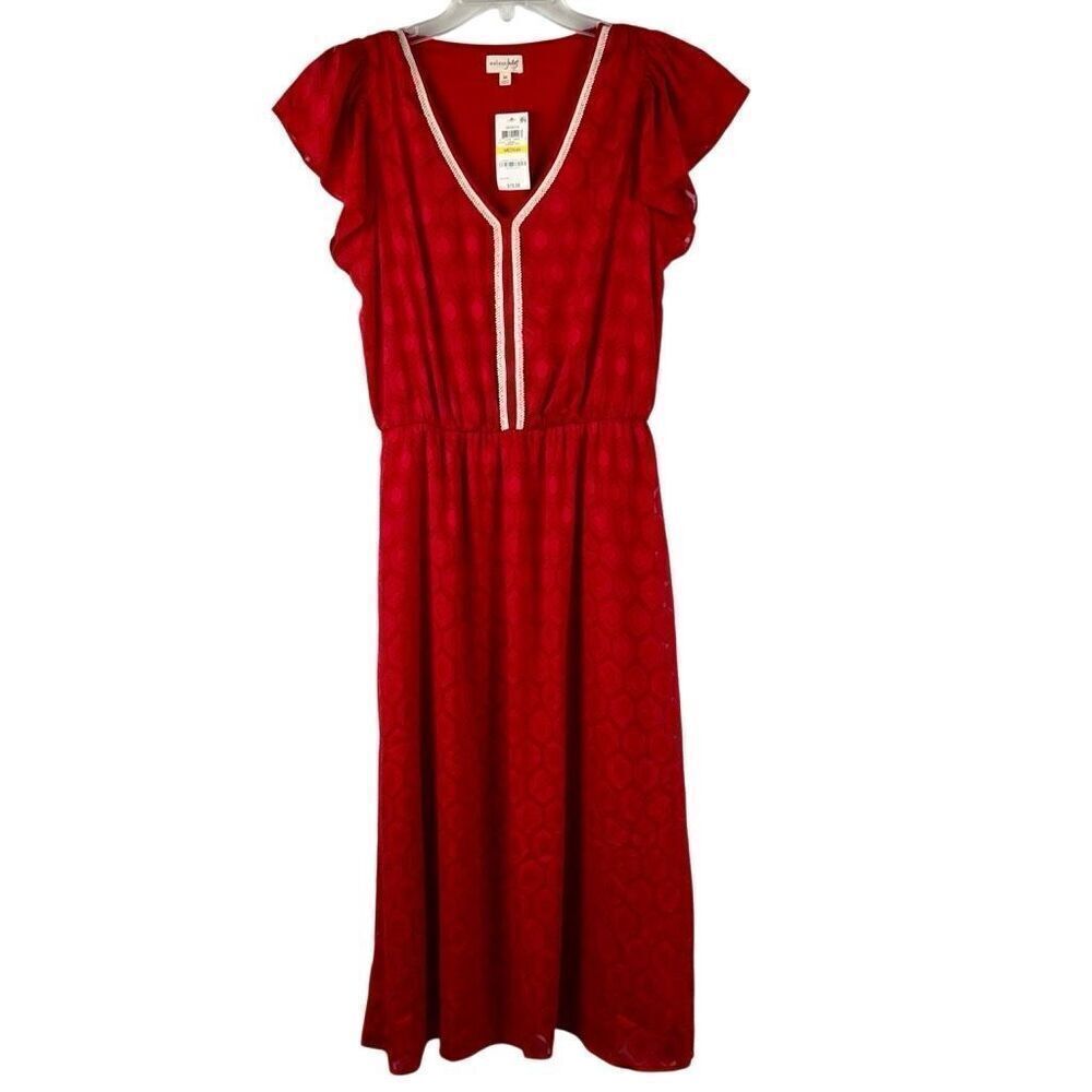 New! NWT Maison Jules V-neck Printed Flutter Dress Medium